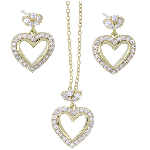 Set Arete+Dije con Cadena Corazón con Acabado en Chapado Oro Farfalla Bonetti