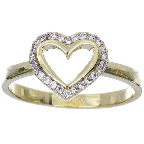 Anillo Corazón Circonita Blanca Acabado Chapado Oro para Mujer Farfalla Bonetti