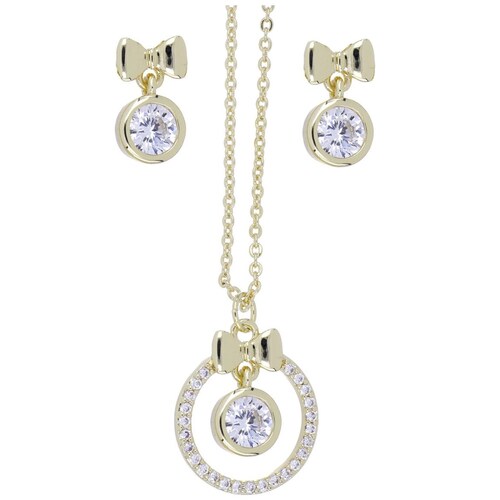 Set Arete+Dije con Cadena Lacito con Acabado en Chapado Oro Farfalla Bonetti