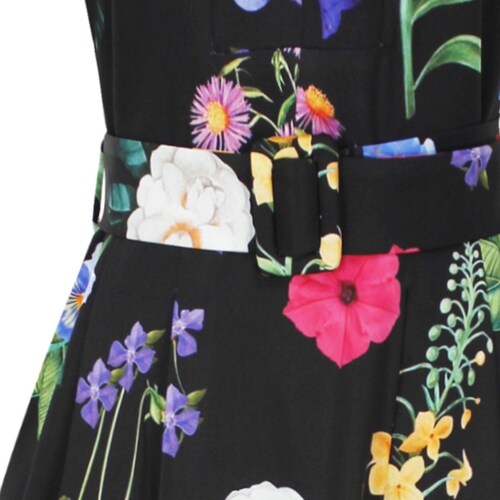 Vestido Basel Sin Mangas Cuello Mao Diseño Estampado con Cinturón