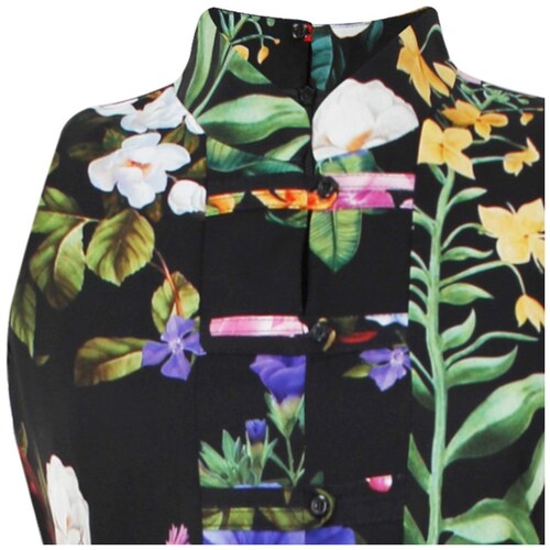 Vestido Basel Sin Mangas Cuello Mao Diseño Estampado con Cinturón