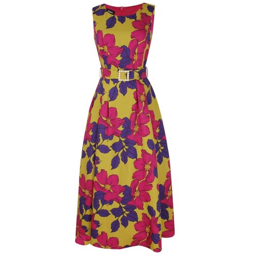 Vestido Basel Cuello Redondo Diseño Estampado Maxi Floral
