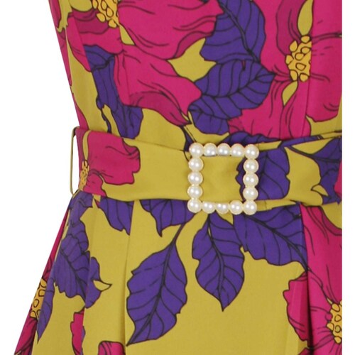 Vestido Basel Cuello Redondo Diseño Estampado Maxi Floral