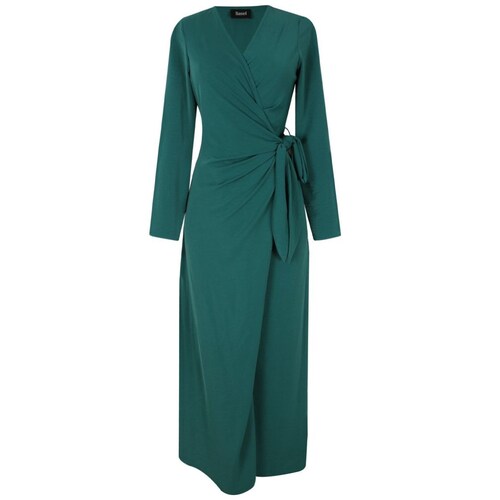Vestido Basel Manga Larga Cuello V Cruzado Diseño Liso