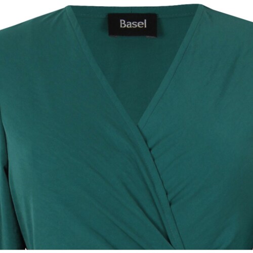 Vestido Basel Manga Larga Cuello V Cruzado Diseño Liso