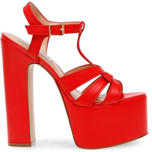Sandalia de Plataforma Multitiras Roja Steve Maden