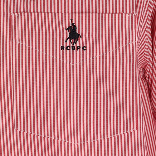 Camisa Polo Club Manga Larga Raya Roja para Hombre