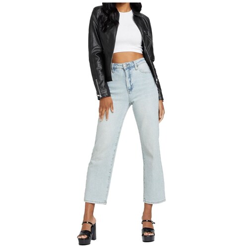 Chamarra Manga Larga, Tipo Piel, Negro Guess