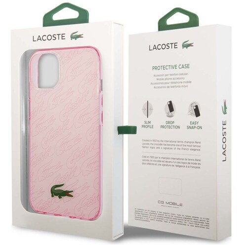 Funda Lacoste para Iphone 14 Plus Firma Rosa