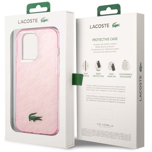 Funda Lacoste para Iphone 14 Pro Max Firma Rosa