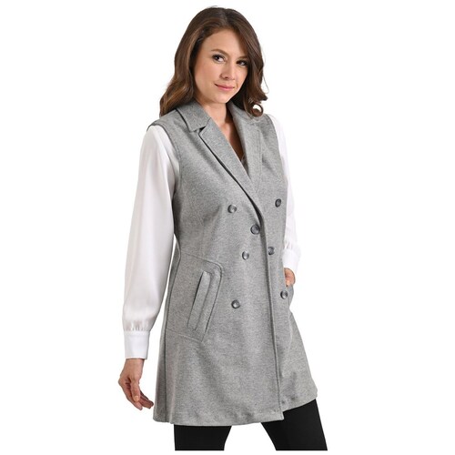 Chaleco Largo con Solapa By 2-7-5 para Mujer