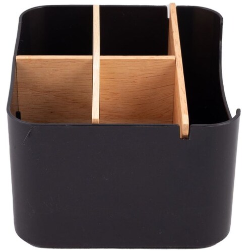 Home Nature Organizador de Plástico para Escritorio con 5 Divisiones de Madera 
18*14.3*9.5 Cm