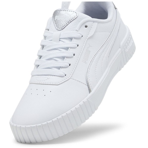 Tenis Casual Suela Ancha Blanco con Plata Puma