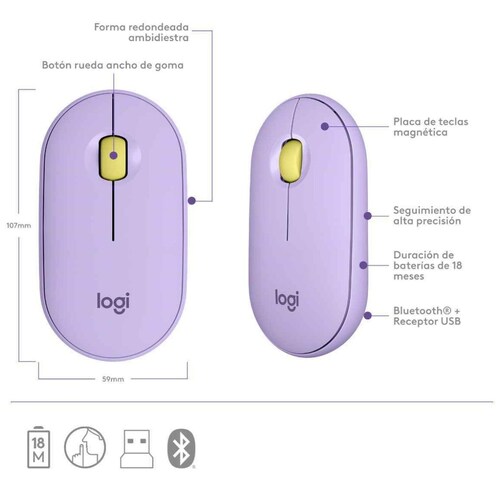 Mouse Wireless Logitech Pebble M350 Lavanda