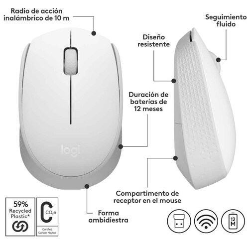 Mouse Logitech M170 Blanco