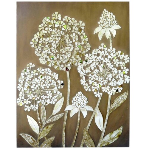 Cuadro de Hortensias Mosaicos Blancos Vintage Home