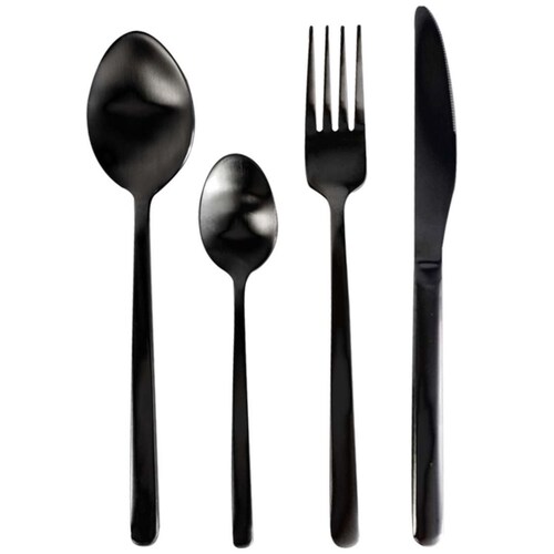 Juego de 16 Cubiertos Acero Inoxidable Negro Mate Chefmaker