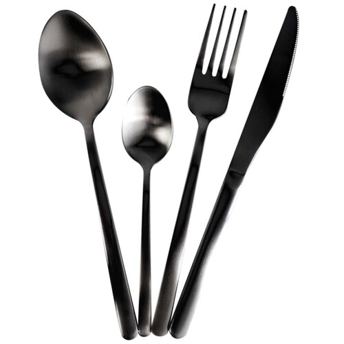 Juego de 16 Cubiertos Acero Inoxidable Negro Mate Chefmaker