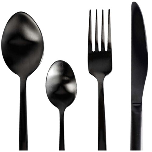 Juego de 16 Cubiertos Acero Inoxidable Negro Mate Chefmaker