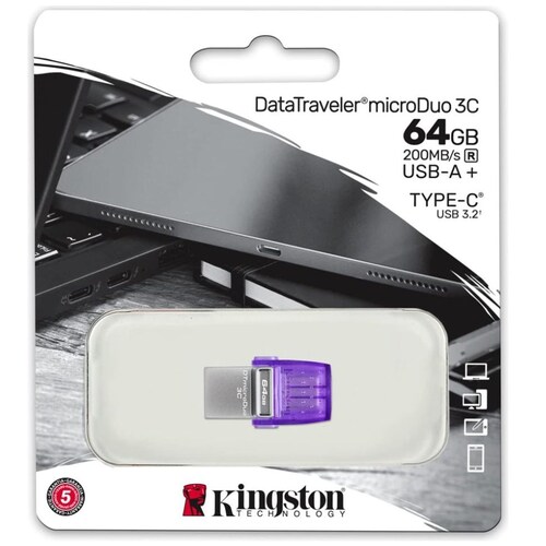 Memoria Dúo 64Gb Tipo C 3.2 Kingston