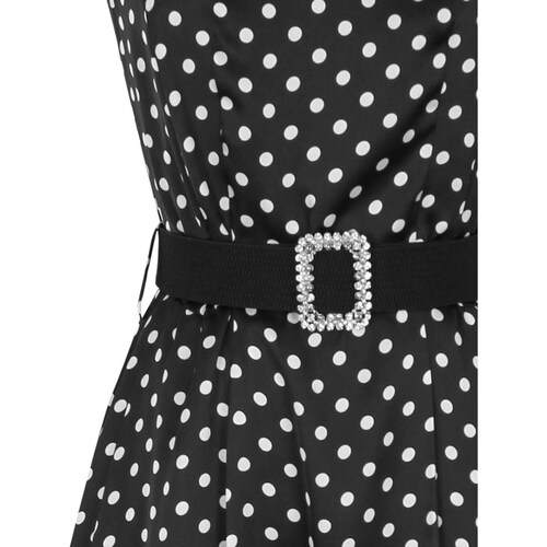 Vestido Basel Cuello Redondo Diseño Estampado de Lunares con Cinturón