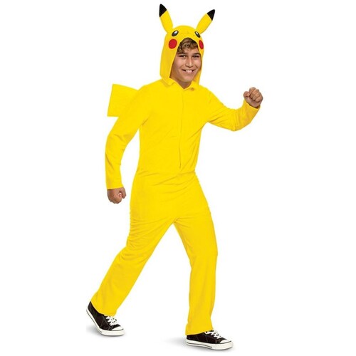 Disfraz Pikachu Hooded Jumpsuit Clasico Talla  M 7 a 8  Pokemon