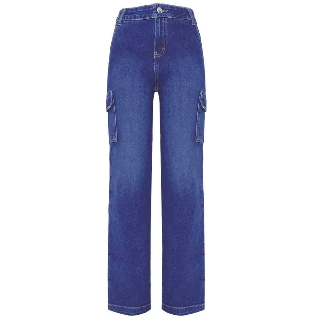 Jeans Corte Recto con Bolsas Cargo