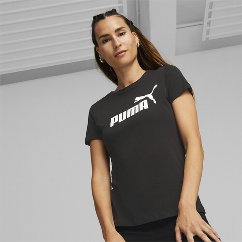 Camiseta Fitness Puma Mujer Negro Manga Corta Algodón