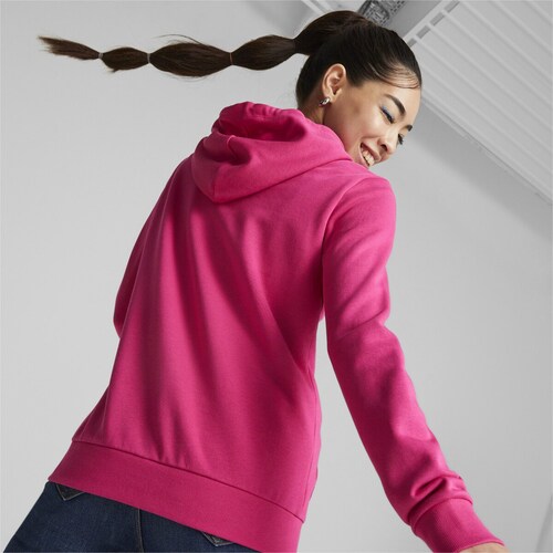 PUMA Sudadera con capucha con logotipo clásico para mujer, color rosa,  Rosado