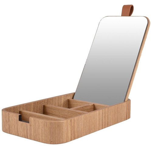 Home Nature Joyero de Madera con Espejo 23X13X3.5 Cm
