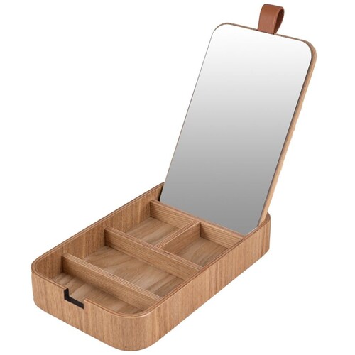 Home Nature Joyero de Madera con Espejo 23X13X3.5 Cm