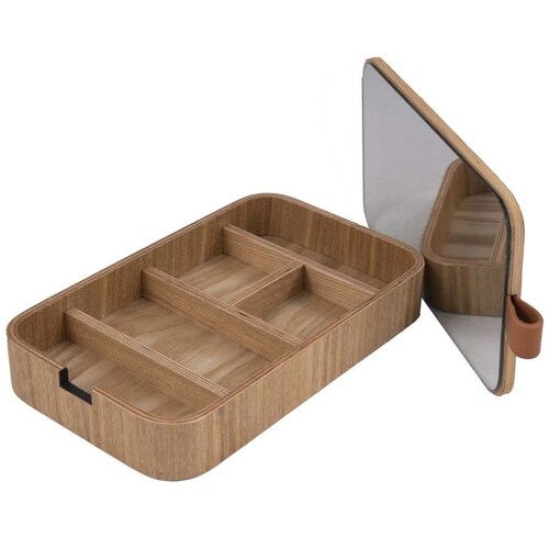 Home Nature Joyero de Madera con Espejo 23X13X3.5 Cm