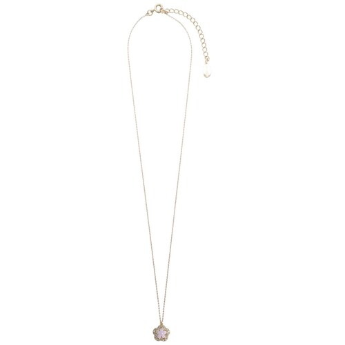 Dije con Cadena en Dorado de Flor Rosa con Contorno Pavé Westies
