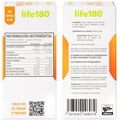 Vinagre de Manzana y Bicarbonato Life 180