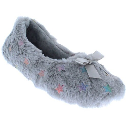 Pantufla Tipo Balerina con Estrellas Gris Comfort Fit