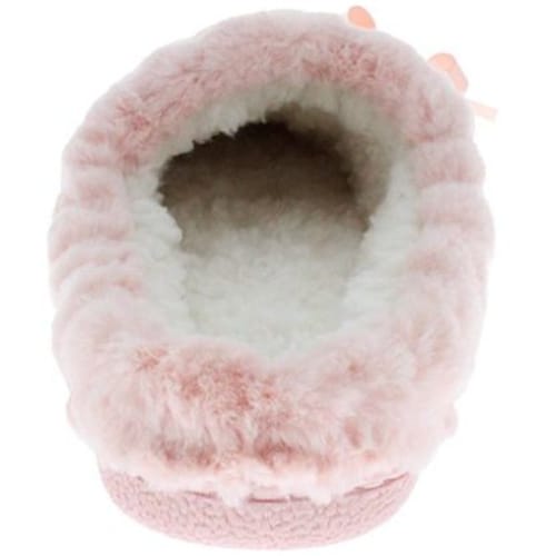 Pantufla Destalonada Afelpada con Moño Rosa Comfort Fit