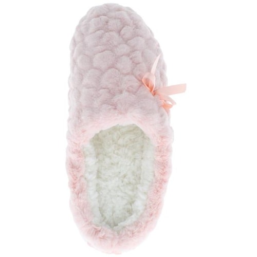 Pantufla Destalonada Afelpada con Moño Rosa Comfort Fit