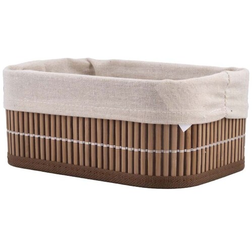Home Nature Juego de 4 Canastas de Bambú Arelly con Revestimiento en Color Beige 36X26X18Cm, 32X22X16Cm,28X18X14Cm, 24X14X12Cm