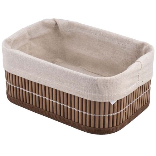Home Nature Juego de 4 Canastas de Bambú Arelly con Revestimiento en Color Beige 36X26X18Cm, 32X22X16Cm,28X18X14Cm, 24X14X12Cm
