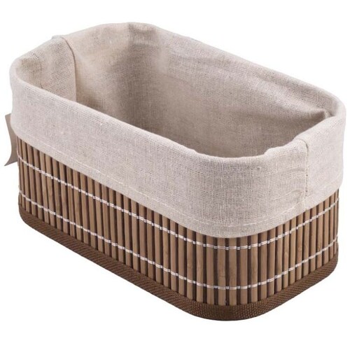 Home Nature Juego de 4 Canastas de Bambú Arelly con Revestimiento en Color Beige 36X26X18Cm, 32X22X16Cm,28X18X14Cm, 24X14X12Cm