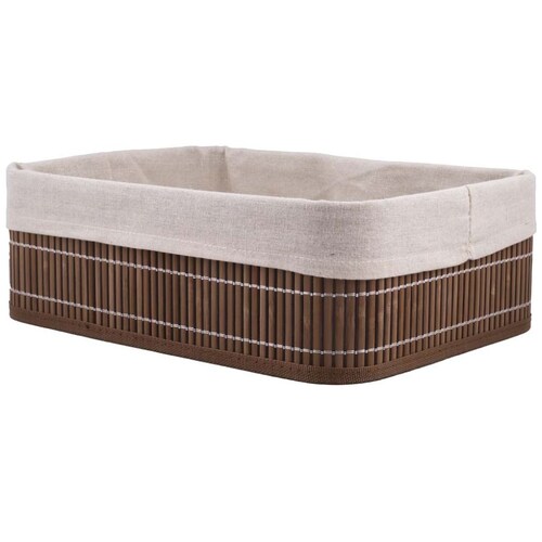 Home Nature Juego de 4 Canastas de Bambú Arelly con Revestimiento en Color Beige 36X26X18Cm, 32X22X16Cm,28X18X14Cm, 24X14X12Cm