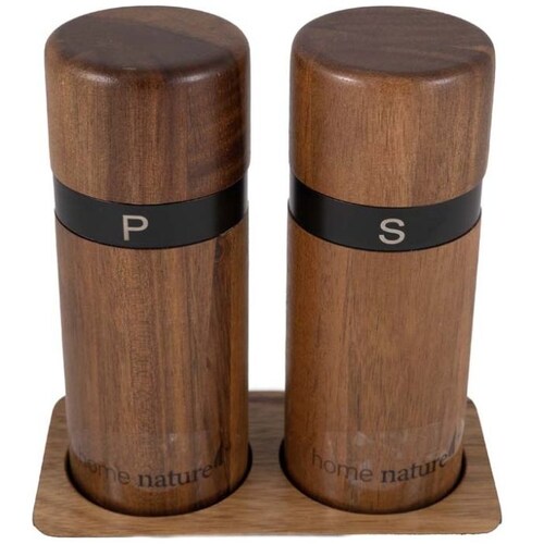 Home Nature Juego de Salero Y Pimientero  de Madera 13X7X14.7 Cm