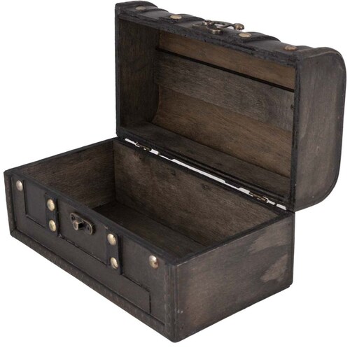 Home Nature Baúl Mediano de Madera Color Gris  20X11X10 Cm