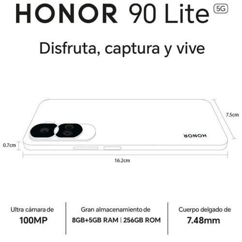 Smartphone Honor 90 Lite 5G 256GB Plata