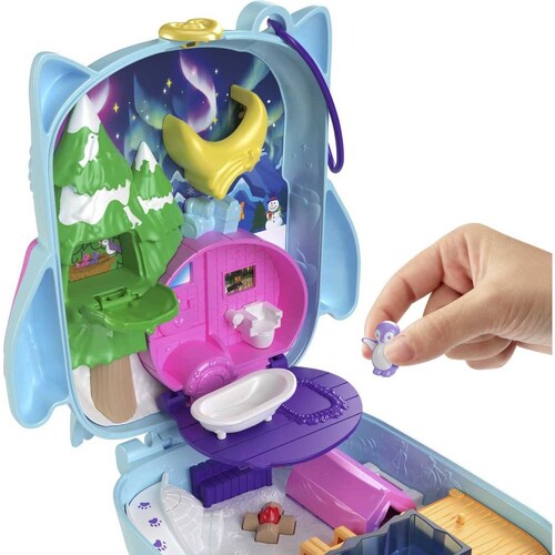 Polly Pocket Set de Juego Compacto Pijamada de Búho