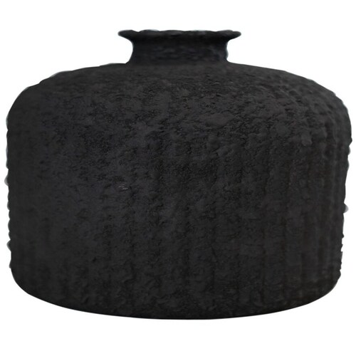 Botella Negra 18Cm Decorativa  Vidrio Reciclado San Miguel