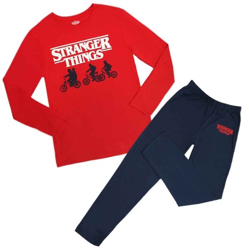 Pijama Stranger Things Playera Manga Larga Pantalón para Hombre