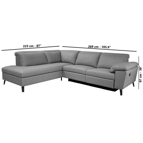 Sala Modular 2 Piezas Izquierda Duster Tela Gris Liz