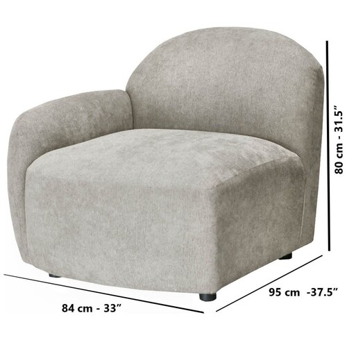 Sillón Individual Brazo Izquierdo Verri Tela Gris Liz