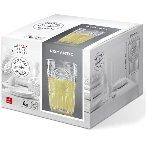 Juego de 4 Vasos Bormioli Cooler Romantic Candy Green 470Ml